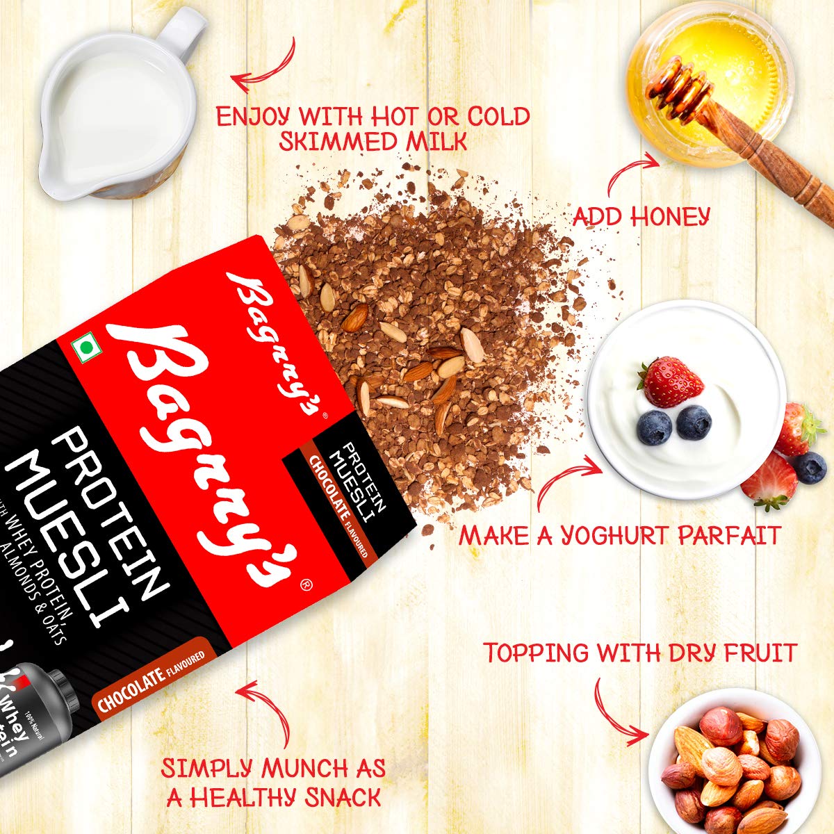 Bagrry's Protein Muesli with Whey Protein, Almonds and Oats