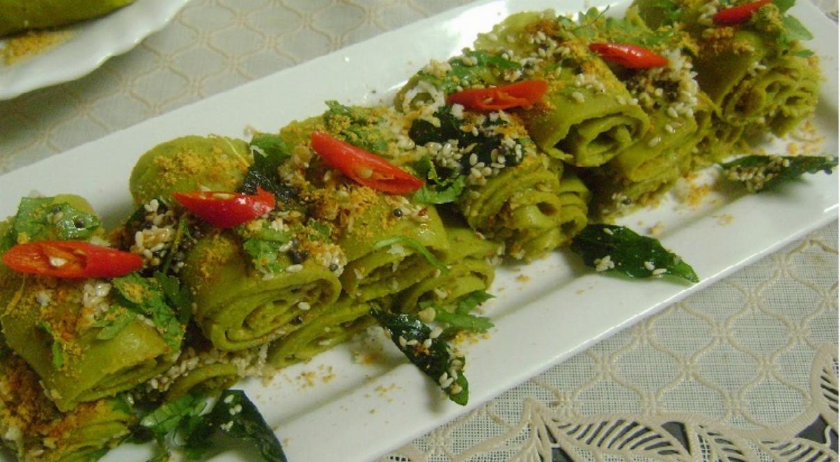 Spinach Khandvi Recipe